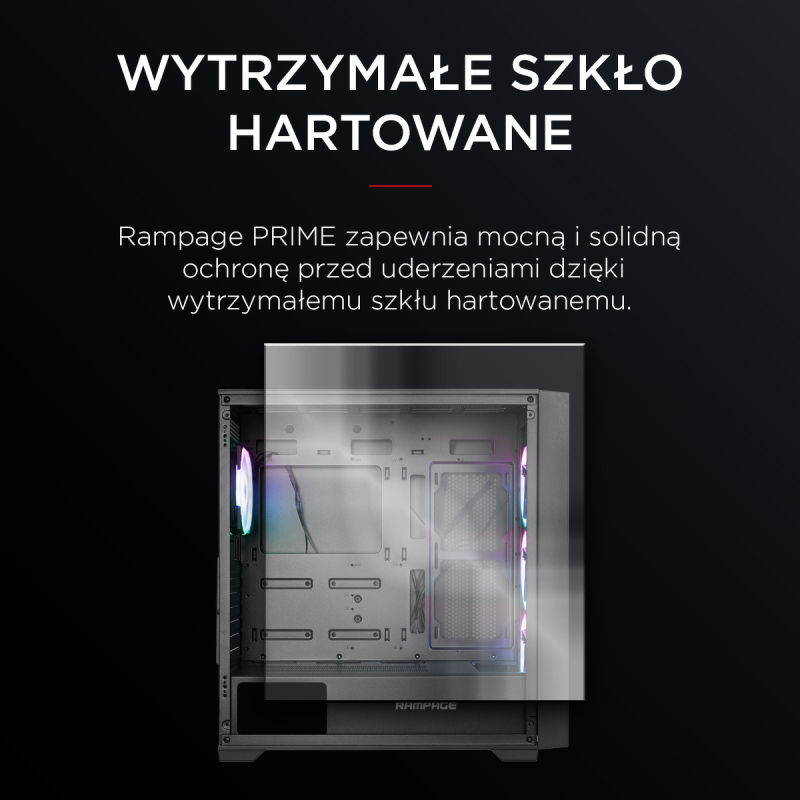 Obudowa Rampage PRIME Mesh 4x wentylator ARGB + hub E-ATX | PartsPC.pl