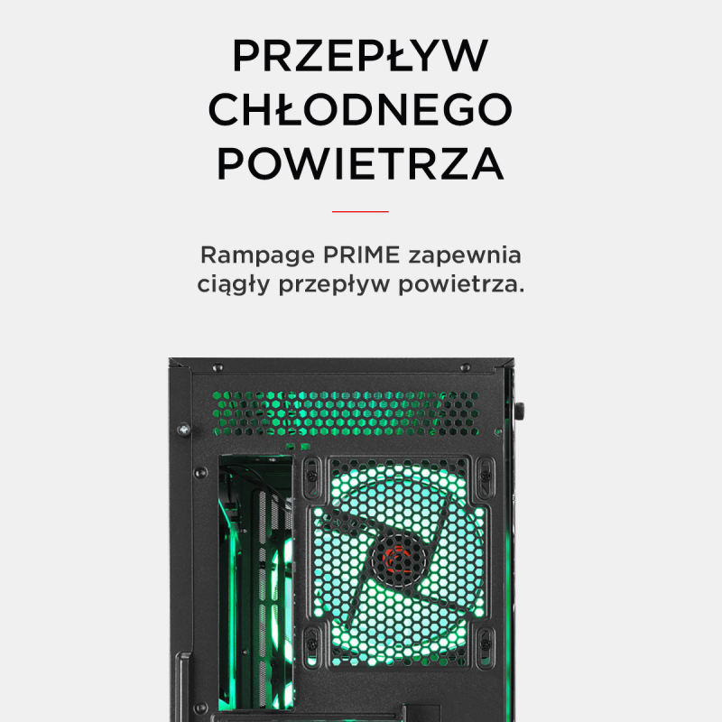 Obudowa Rampage PRIME Mesh 4x wentylator ARGB + hub E-ATX | PartsPC.pl