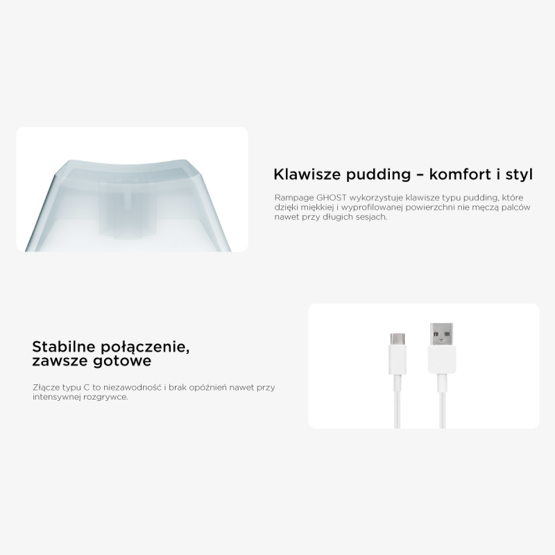 Klawiatura przewodowa Rampage TKL GHOST Huano Red Switch mec… | PartsPC.pl