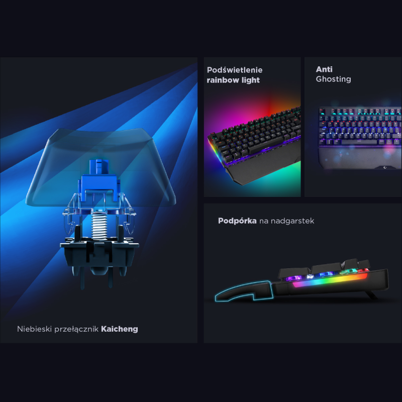 Klawiatura przewodowa Rampage KB-R86 gamingowa mechaniczna U… | PartsPC.pl