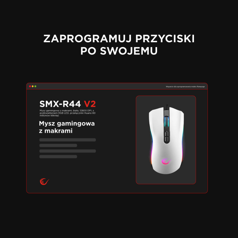 Mysz przewodowa Rampage SMX-R44V2 gamingowa 12800 DPI RGB LE… | PartsPC.pl