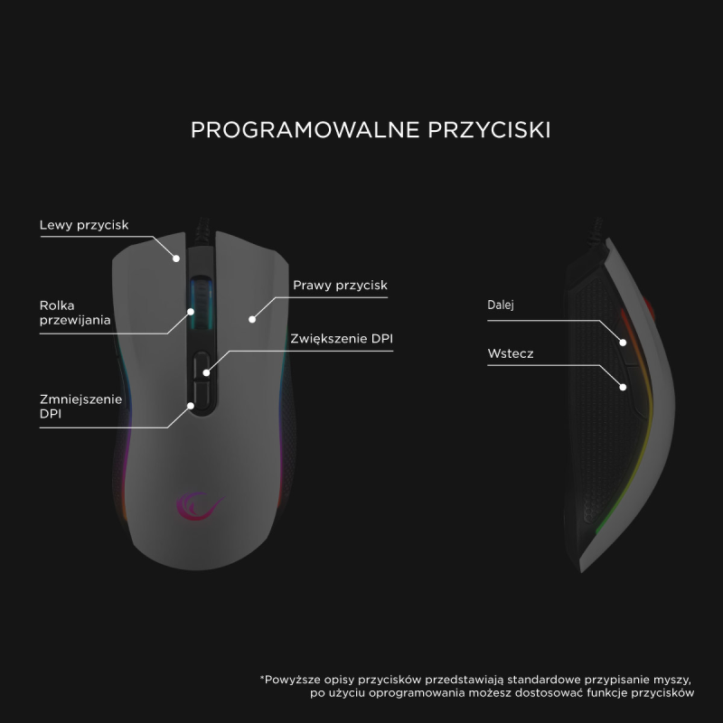 Mysz przewodowa Rampage SMX-R44V2 gamingowa 12800 DPI RGB LE… | PartsPC.pl