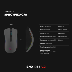 Mysz przewodowa Rampage SMX-R44V2 gamingowa 12800 DPI RGB LE… | PartsPC.pl