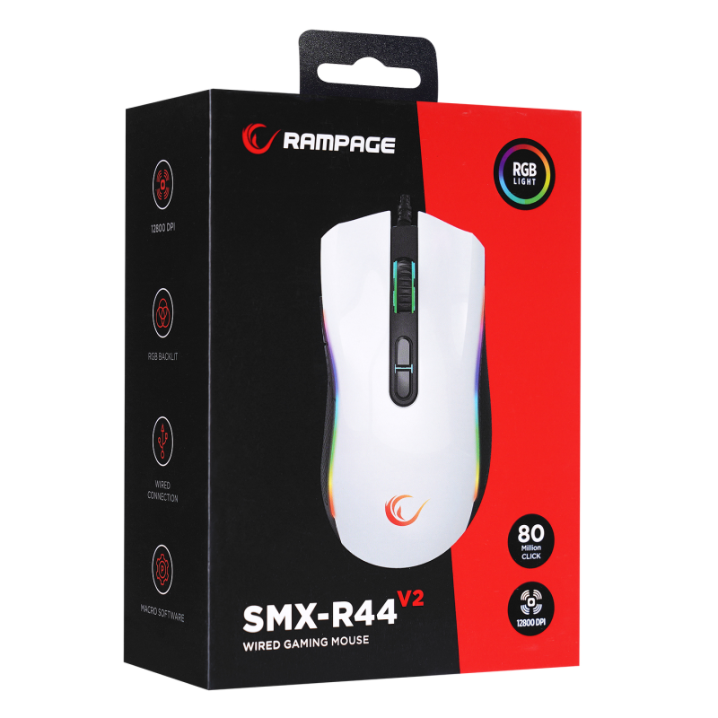 Mysz przewodowa Rampage SMX-R44V2 gamingowa 12800 DPI RGB LE… | PartsPC.pl