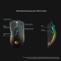 Mysz przewodowa Rampage SMX-R44V2 gamingowa 12800 DPI RGB LE… | PartsPC.pl