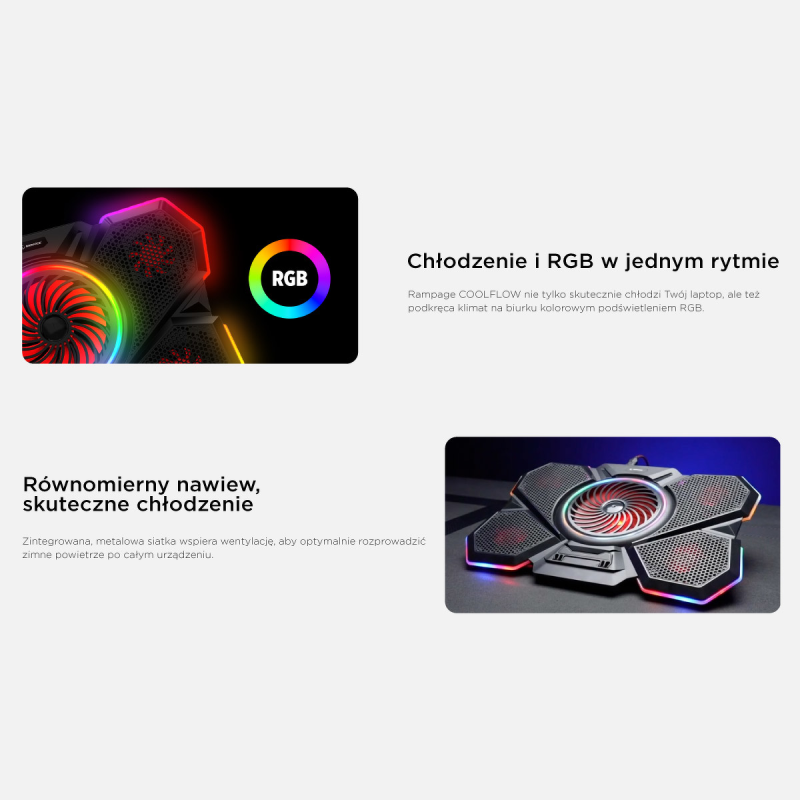 Podstawka chłodząca Rampage S47 pod laptop 12-17" COOLFLOW R… | PartsPC.pl