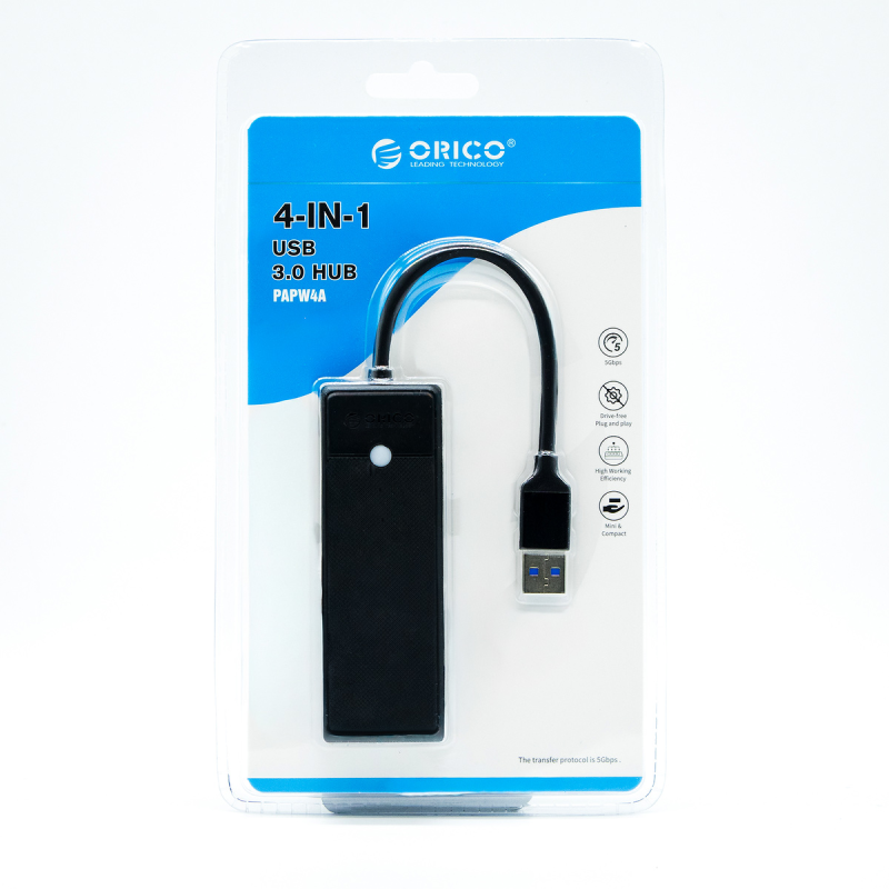 Hub USB-A Orico PAPW4A-U3-015-BK-BP 4x USB-A 3.0 5Gbps czarn… | PartsPC.pl