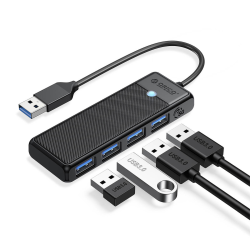 Hub USB-A Orico PAPW4A-U3-015-BK-BP 4x USB-A 3.0 5Gbps czarn… | PartsPC.pl