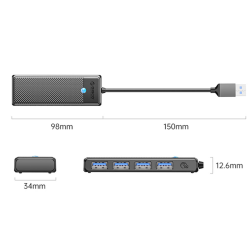 Hub USB-A Orico PAPW4A-U3-015-BK-BP 4x USB-A 3.0 5Gbps czarn… | PartsPC.pl