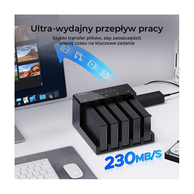 Stacja klonująca Orico 6558US3-C-EU-BK-BP 5x SATA 3,5 / 2,5'… | PartsPC.pl