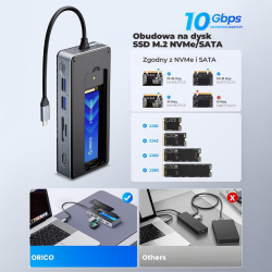 HUB USB-C z obudową na dysk Orico OM28P-G2-BK-EP M.2, 10 Gbp… | PartsPC.pl