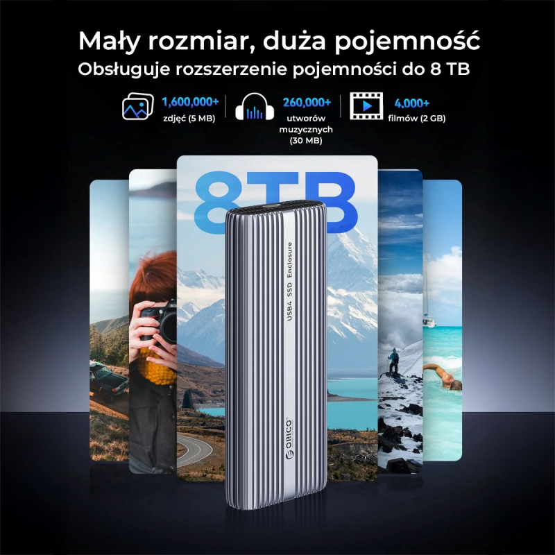 Obudowa na dysk Orico ACOM2-U4-GY-BP SSD M.2 NVMe, USB-C 40 … | PartsPC.pl