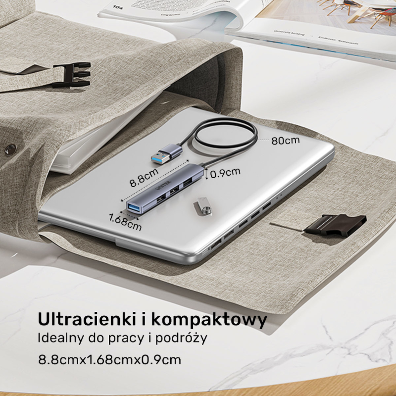 Unitek Kompaktowy hub USB-A 4 w 1 1x 5 Gbps 3x 480 Mbps | PartsPC.pl