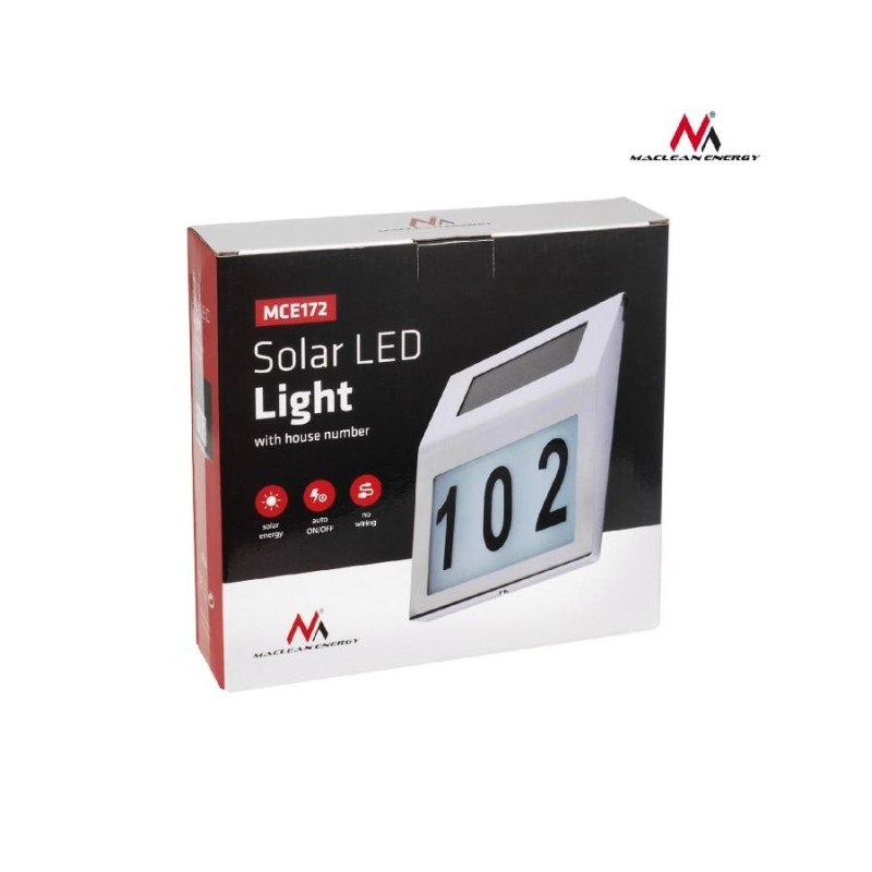 Lampa solarna Maclean MCE172 LED z numerem domu | PartsPC.pl