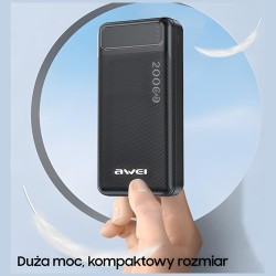 Powerbank Awei P6K 20000mAh 2xUSB 1xUSB-C 1xmicroUSB czarny… | PartsPC.pl