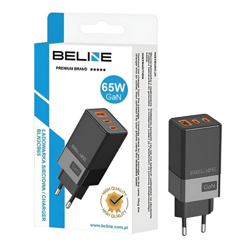 Ładowarka sieciowa Beline 65W GaN 2xUSB-C PD 3.0 + 1xUSB-A Q… | PartsPC.pl
