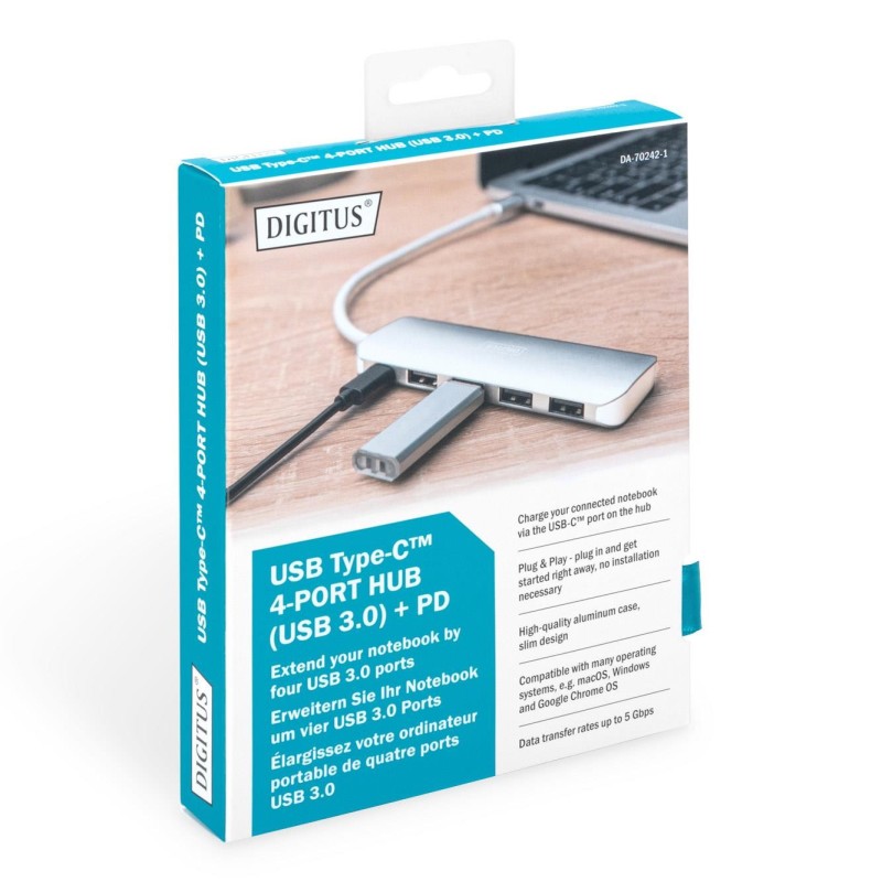 Hub USB DIGITUS 4-portowy USB 3.0 SuperSpeed z Typ C PD 3.0 … | PartsPC.pl