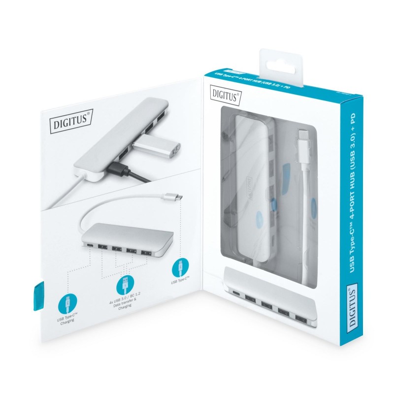 Hub USB DIGITUS 4-portowy USB 3.0 SuperSpeed z Typ C PD 3.0 … | PartsPC.pl