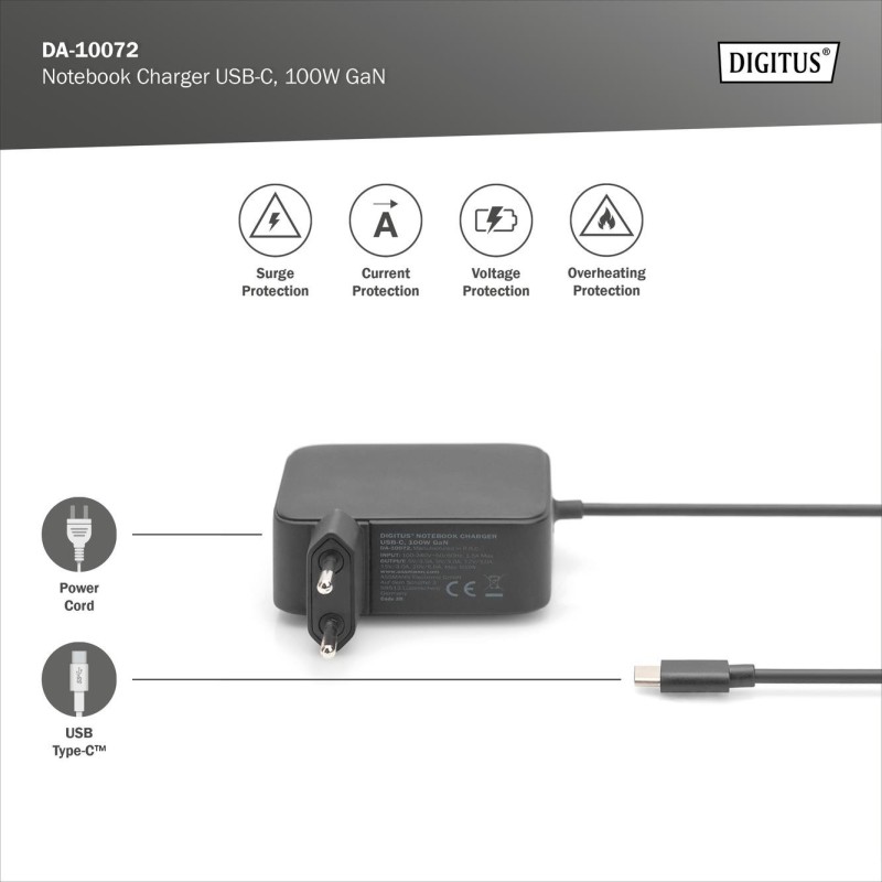 Ładowarka sieciowa DIGITUS zasilacz 1x USB-C PD 3.0 max. 100… | PartsPC.pl