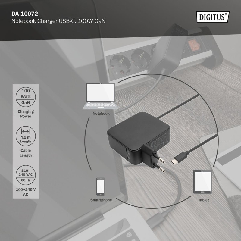 Ładowarka sieciowa DIGITUS zasilacz 1x USB-C PD 3.0 max. 100… | PartsPC.pl