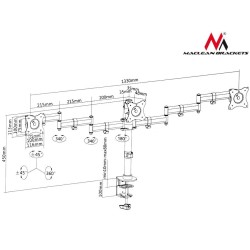 Uchwyt biurkowy na 3 monitory Maclean MC-691 13-27"... | PartsPC.pl