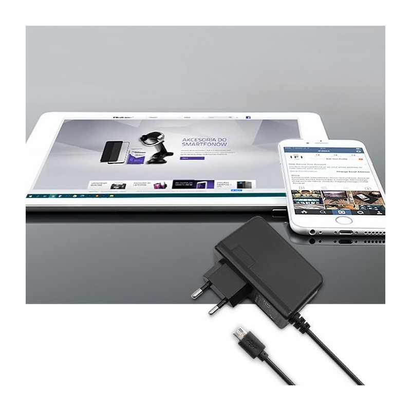 Ładowarka sieciowa Qoltec 15W | 5V | 3A | micro USB | PartsPC.pl
