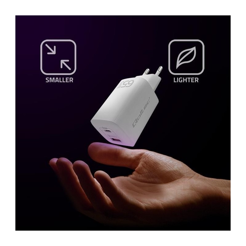 Ładowarka sieciowa Qoltec 65W GaN ULTRA | 5-20V | 2.25-3.25A… | PartsPC.pl