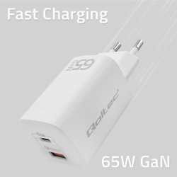 Ładowarka sieciowa Qoltec 65W GaN ULTRA | 5-20V | 2.25-3.25A… | PartsPC.pl