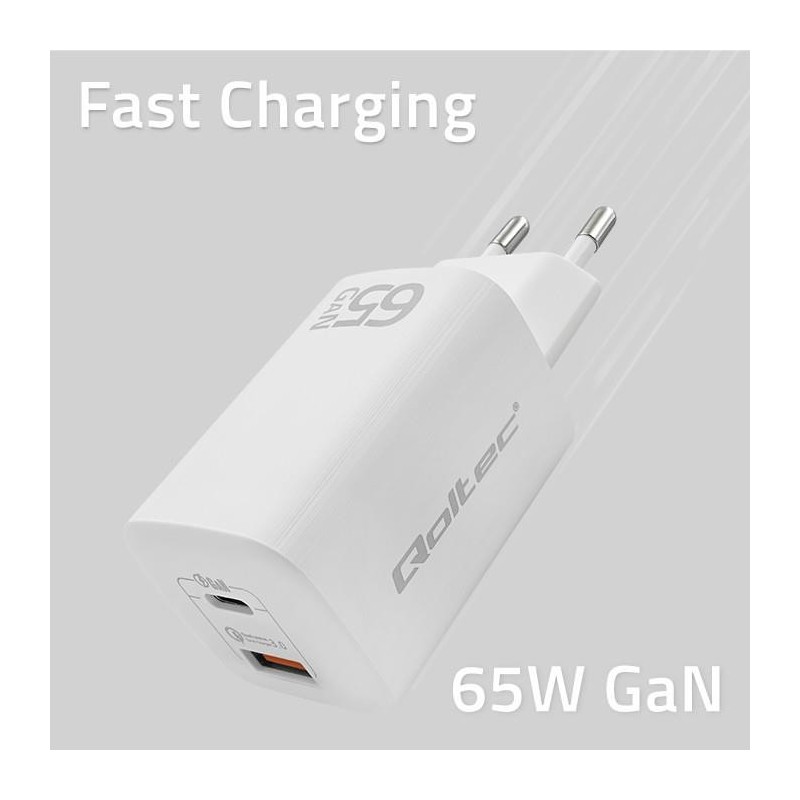 Ładowarka sieciowa Qoltec 65W GaN ULTRA | 5-20V | 2.25-3.25A… | PartsPC.pl