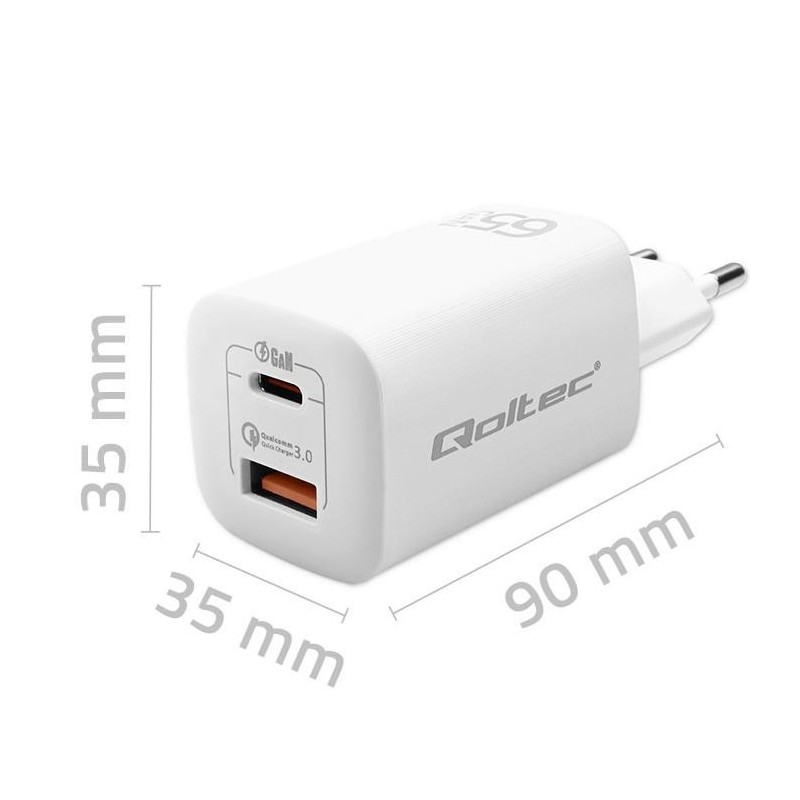 Ładowarka sieciowa Qoltec 65W GaN ULTRA | 5-20V | 2.25-3.25A… | PartsPC.pl