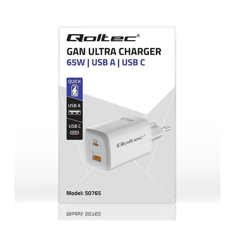 Ładowarka sieciowa Qoltec 65W GaN ULTRA | 5-20V | 2.25-3.25A… | PartsPC.pl