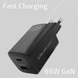 Ładowarka sieciowa Qoltec 65W GaN ULTRA | 5-20V | 2.25-3.25A… | PartsPC.pl