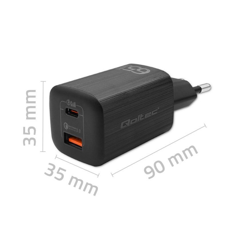 Ładowarka sieciowa Qoltec 65W GaN ULTRA | 5-20V | 2.25-3.25A… | PartsPC.pl