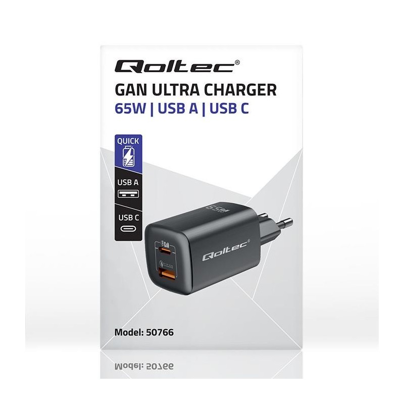 Ładowarka sieciowa Qoltec 65W GaN ULTRA | 5-20V | 2.25-3.25A… | PartsPC.pl