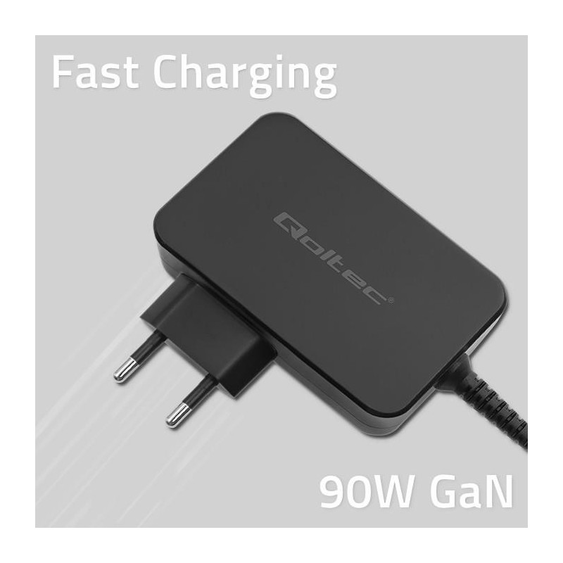 Ładowarka sieciowa Qoltec GaN POWER PRO | 1xUSB-C | 90W | 5-… | PartsPC.pl