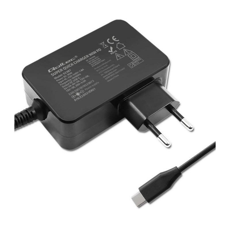 Ładowarka sieciowa Qoltec GaN POWER PRO | 1xUSB-C | 90W | 5-… | PartsPC.pl