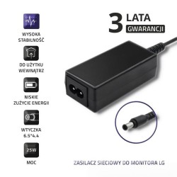 Zasilacz sieciowy Qoltec do monitora LG 25W | 19V | 1.3A | 6… | PartsPC.pl