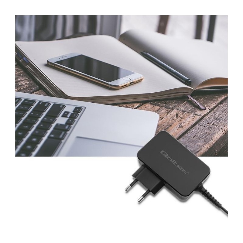 Ładowarka sieciowa Qoltec 65W | 5-20V | 3-3.25A | USB typ C … | PartsPC.pl
