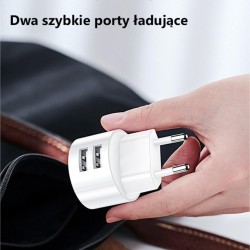Ładowarka sieciowa Usams T20 2,1A 2xUSB+kabel microUSB - bia… | PartsPC.pl