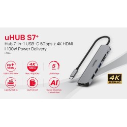 Hub USB-C Unitek H1118A 7w1, HDMI 4K, 3x USB-A, USB-C PD 100… | PartsPC.pl