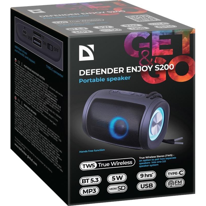 Głośnik Defender Enjoy S200 Bluetooth 5W BT/FM/TF/USB/AUX/TW… | PartsPC.pl
