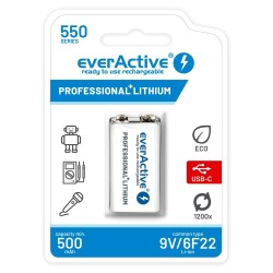 Akumulatorek everActive 6F22/9V Li-ion 550 mAh z USB TYP C… | PartsPC.pl