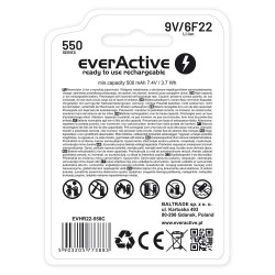 Akumulatorek everActive 6F22/9V Li-ion 550 mAh z USB TYP C… | PartsPC.pl