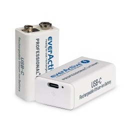 Akumulatorek everActive 6F22/9V Li-ion 550 mAh z USB TYP C… | PartsPC.pl