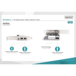 Kontroler Firewire (400) DIGITUS PCI Express, 3xZew. IEEE139… | PartsPC.pl