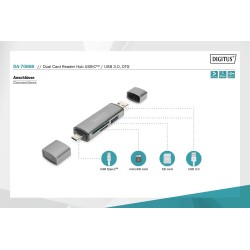 Czytnik kart DIGITUS 3-portowy USB Typ C/ USB 3.0 SuperSpeed… | PartsPC.pl
