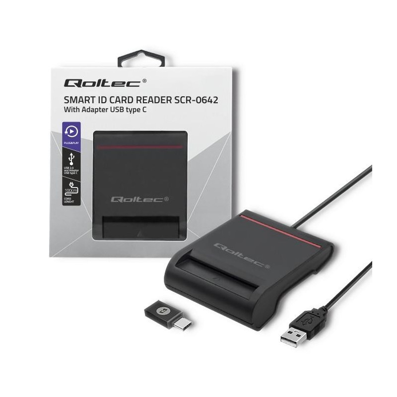 Czytnik kart chipowych ID Qoltec SCR-0642 | USB 2.0 + adapte… | PartsPC.pl