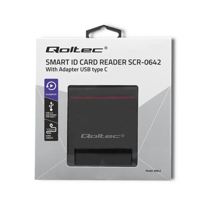 Czytnik kart chipowych ID Qoltec SCR-0642 | USB 2.0 + adapte… | PartsPC.pl