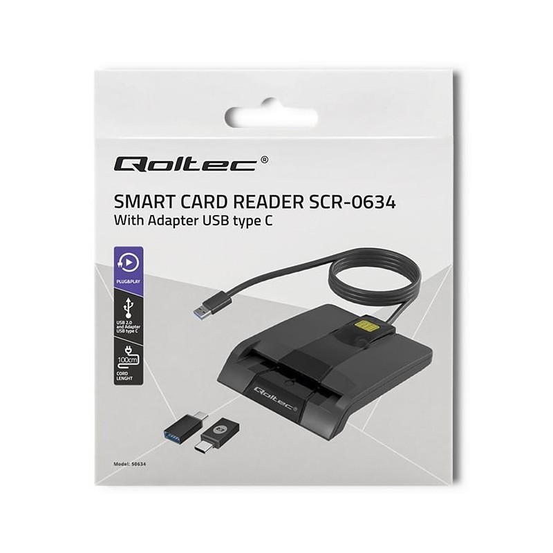 Czytnik kart chipowych ID Qoltec SCR-0634 | USB 2.0 + adapte… | PartsPC.pl