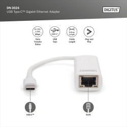 Karta sieciowa DIGITUS przewodowa USB 3.0 Typ C do Gigabit Ethernet